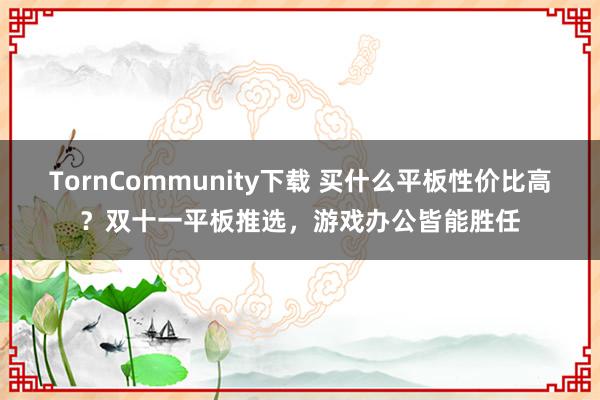 TornCommunity下载 买什么平板性价比高？双十一平板推选，游戏办公皆能胜任